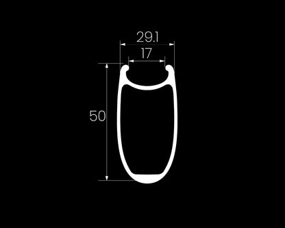 Elite Wheels Marvel 50D - Juego de Ruedas Ruta perfil 50 (Carbono, Freno Disco)  [No incluye Núcleo]