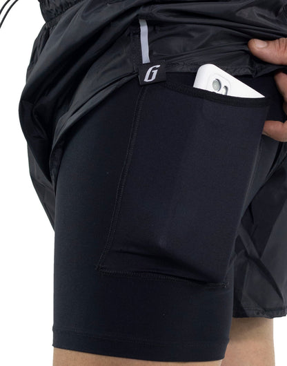 Gavia Pantalon - Short de Running Con Bolsillo y calza Negro