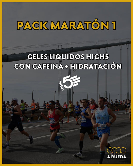 Pack Maratón 1: Geles Líquidos High5 Aqua + Electrolitos + Botella para tomar en carrera