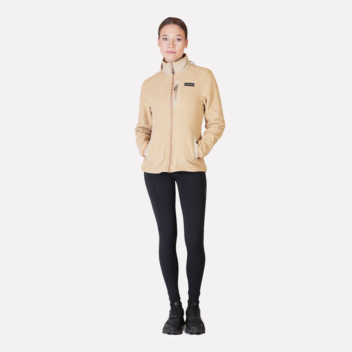 Polar Texturado Mujer Ventisquero Full Zip Beige - Atakama Outdoor