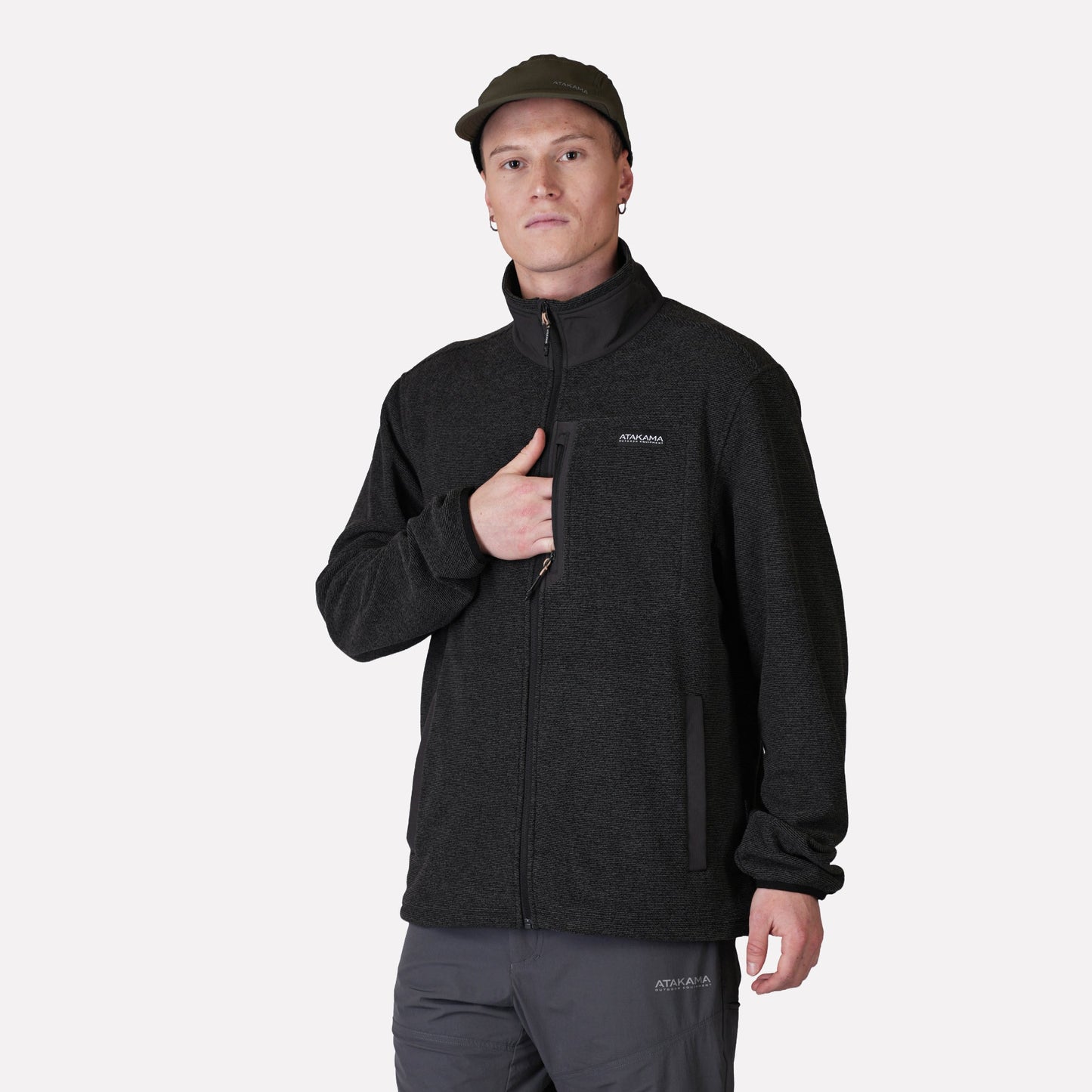 Polar Texturado Hombre Ventisquero Full Zip Gris - Atakama Outdoor