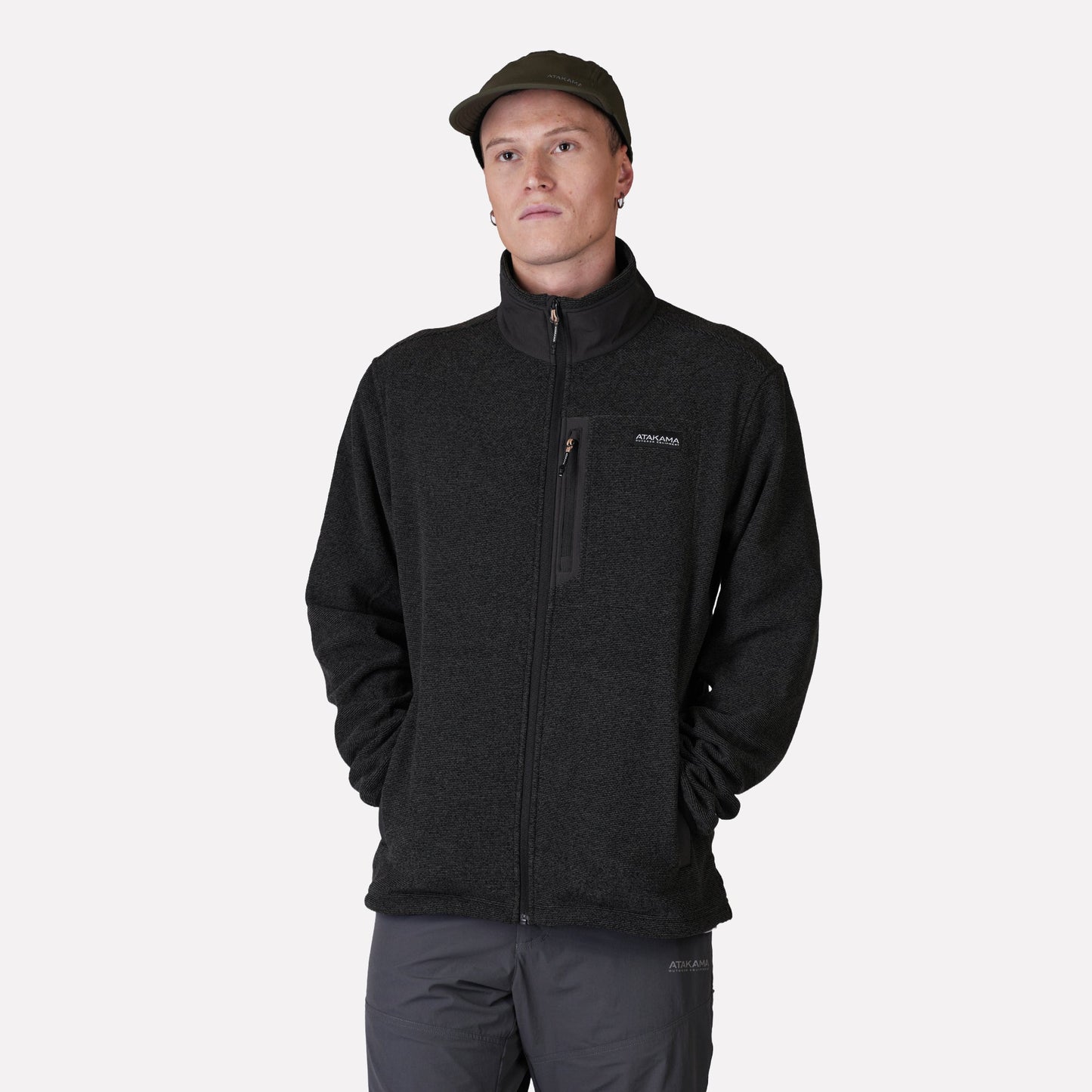 Polar Texturado Hombre Ventisquero Full Zip Gris - Atakama Outdoor