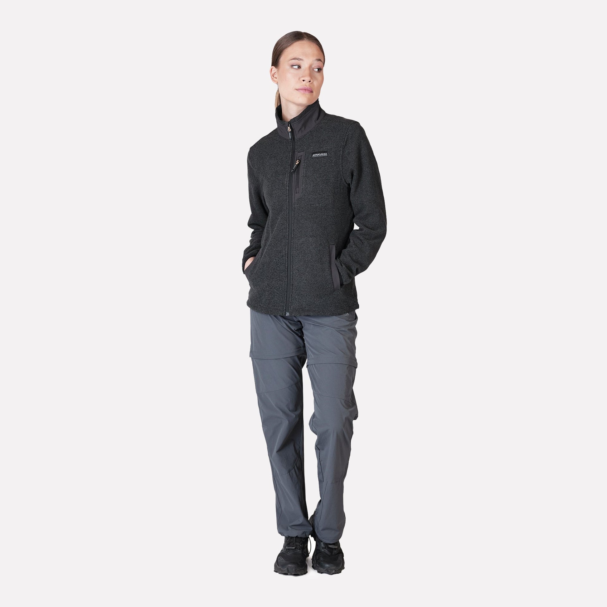 Polar Texturado Mujer Ventisquero Full Zip Gris - Atakama Outdoor