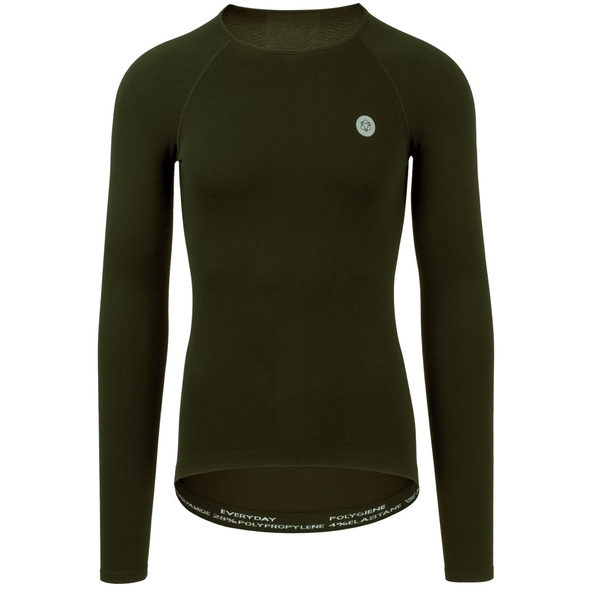 Baselayer manga larga ciclismo AGU Polygiene verde primera capa vista frontal