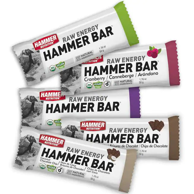 Hammer Nutrition Hammer Bar – Barra energética orgánica (unidad o caja de 24, 3 sabores)