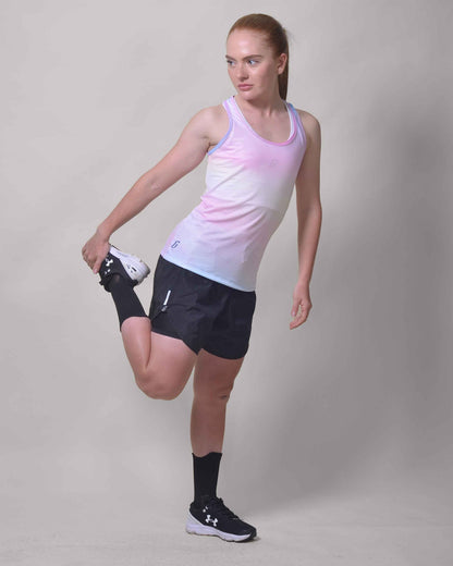 Polera Running Gavia Kappa - Camiseta de correr sin mangas. Mujer (Blanco)