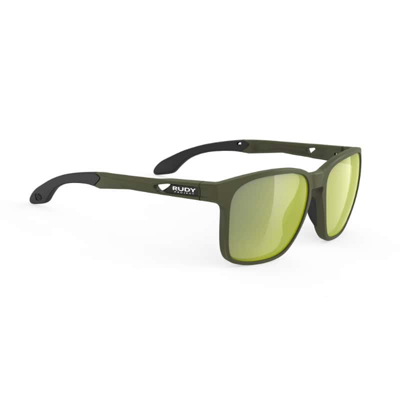 Gafas de sol deportivas para ciclismo con lentes polarizadas y marco resistente en color verde militar.