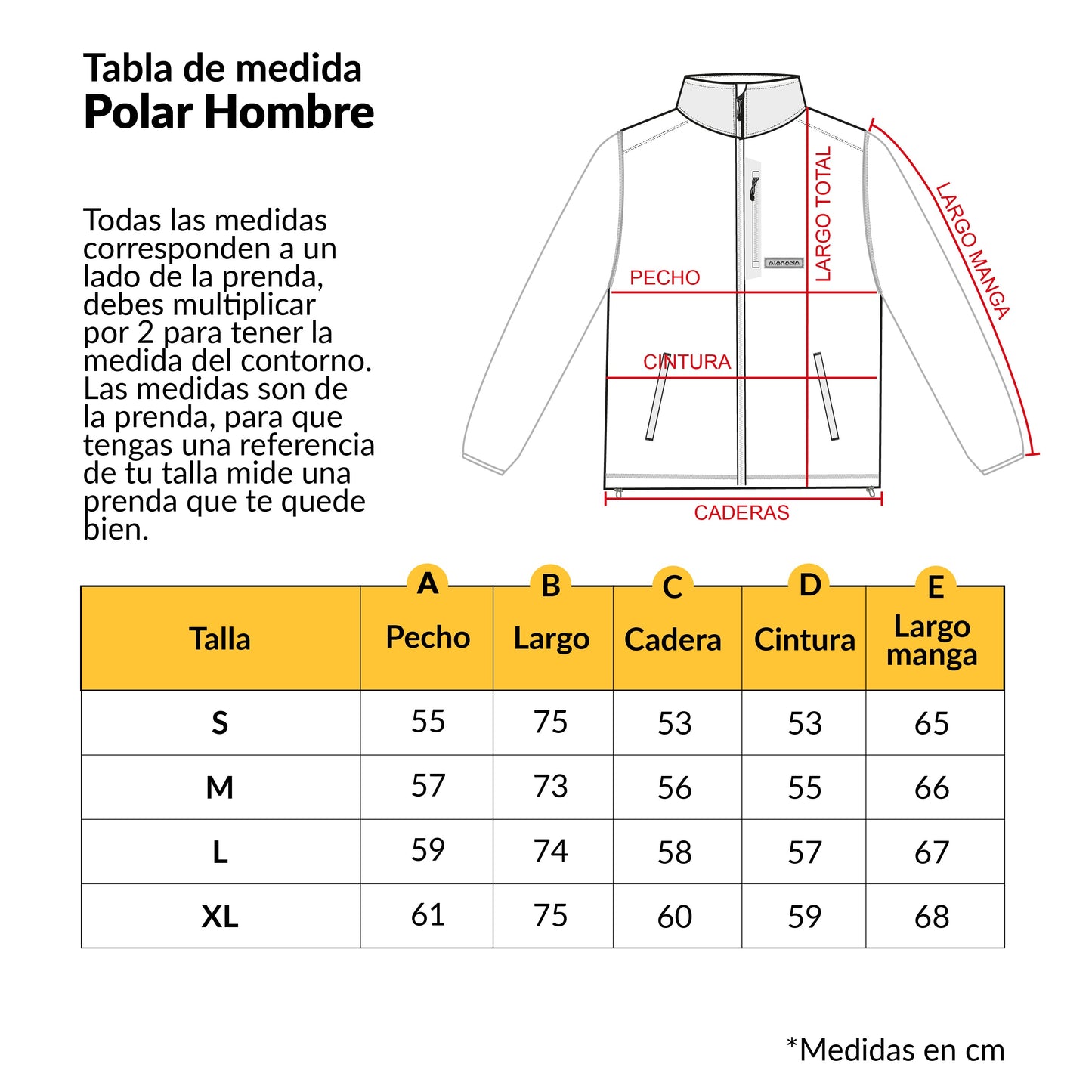 Polar Texturado Hombre Ventisquero Full Zip Café - Atakama Outdoor