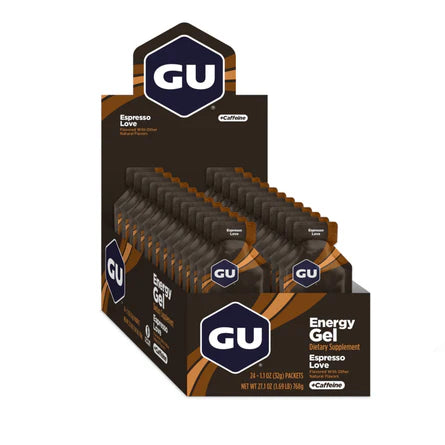 Caja de 24 Geles GU Energy Gel Original 32g Con Cafeína (10 sabores)
