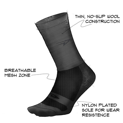 DeFeet Wooleator Wool Blend 6'' - Calcetines de ciclismo Lana Merino (Gris / Rosado)