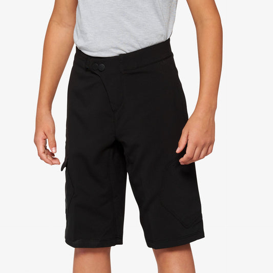 Shorts Niños 100% Ridecamp W/ Liner Black - Shorts de ciclismo MTB negro