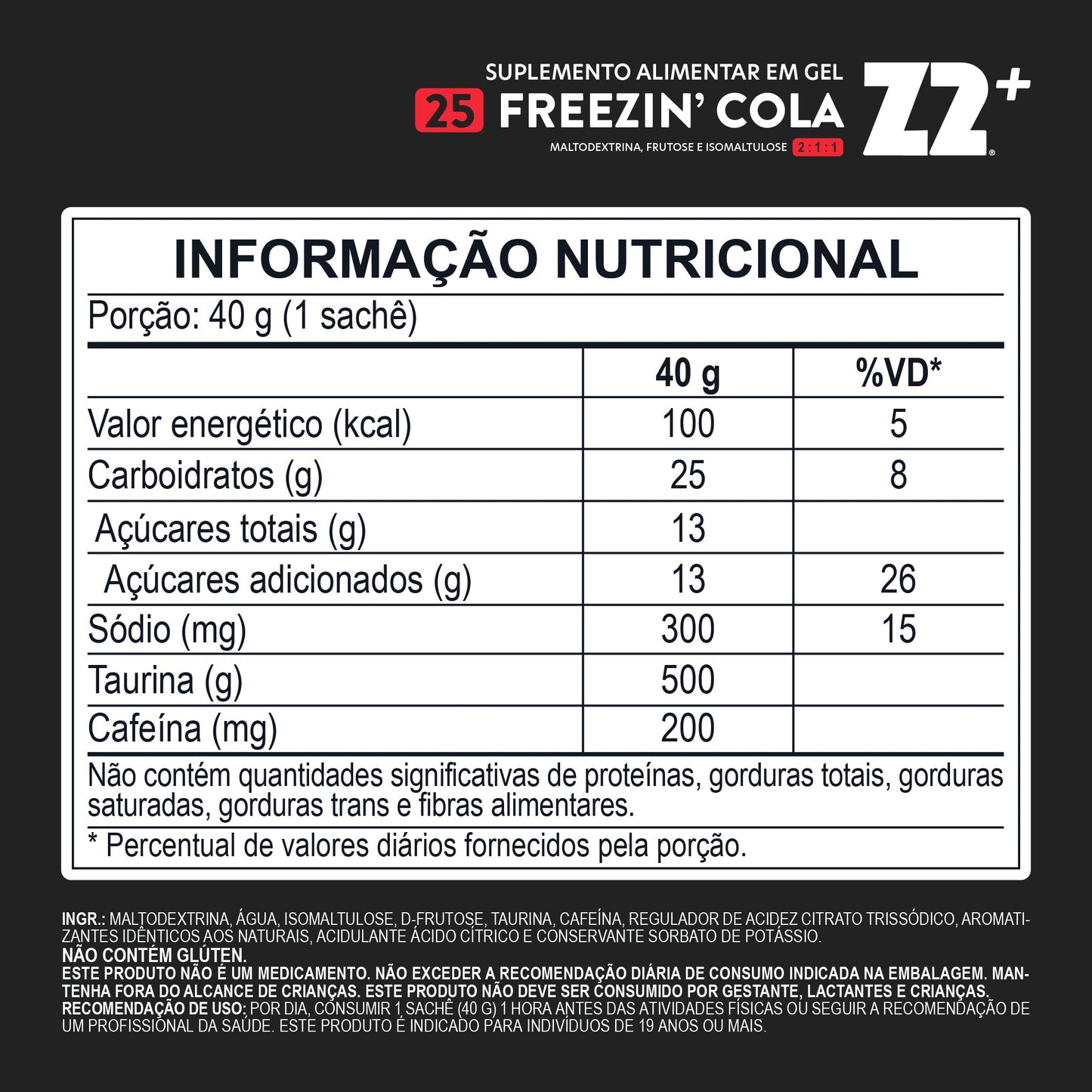 Pack 10un. Energy Gel Z2+ Freezin' Cola