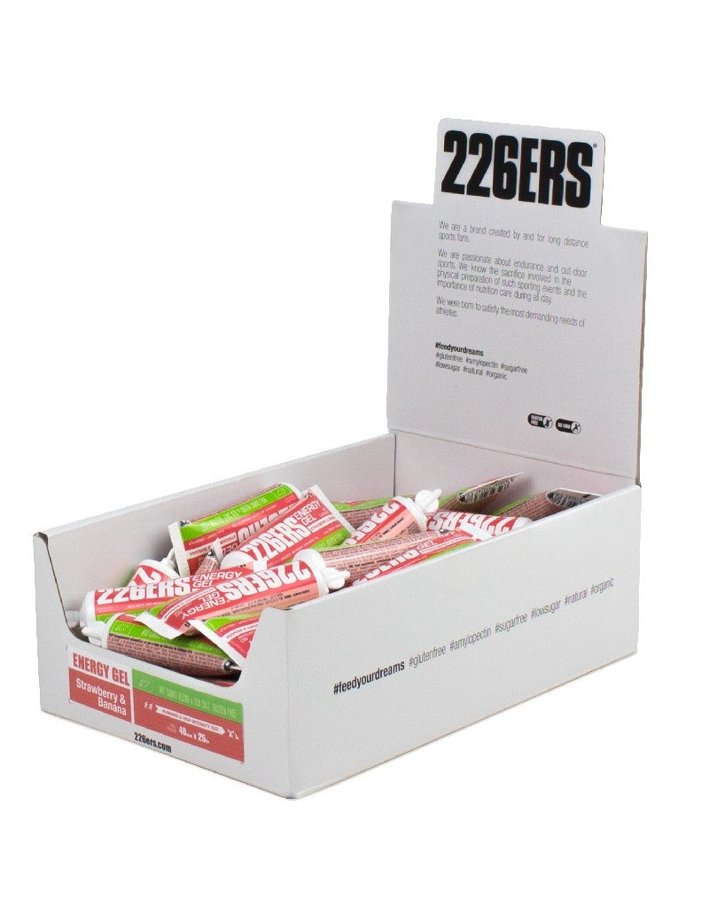 Caja de Geles 226ERS Energy Gel Bio (40u de 25g - Sabor Frutilla/platano)