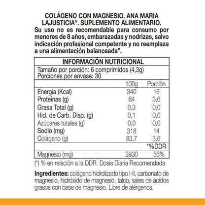 Ana Maria Lajusticia COLÁGENO CON MAGNESIO (180 COMPRIMIDOS)