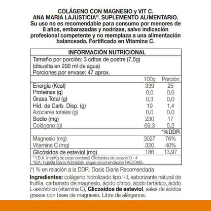 Ana Maria Lajusticia COLAGENO CON MAGNESIO + VIT.C Sabor fresa (350 gr) - Polvo