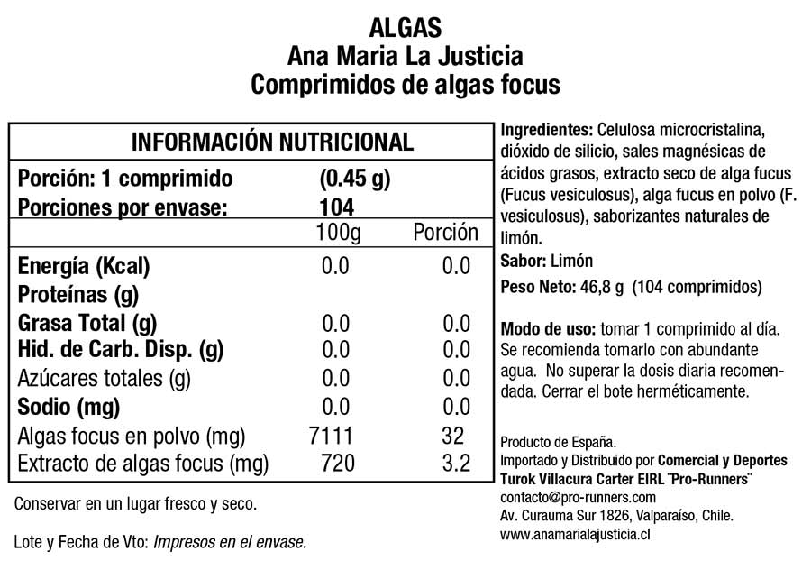 Ana Maria Lajusticia ALGAS Sabor limón (104 comp.)