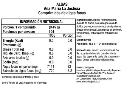 Ana Maria Lajusticia ALGAS Sabor limón (104 comp.)