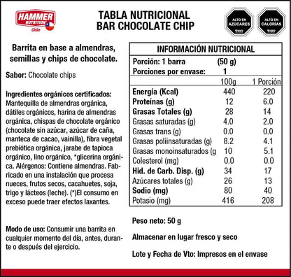 Hammer Nutrition Hammer Bar – Barra energética orgánica (unidad o caja de 24, 3 sabores)