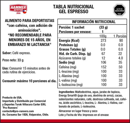 Hammer Nutrition Kit Hammer Gel – Gel energético de carbohidratos complejos (10 sachets)