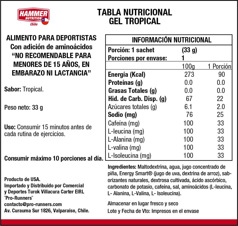 Hammer Nutrition Kit Hammer Gel – Gel energético de carbohidratos complejos (10 sachets)