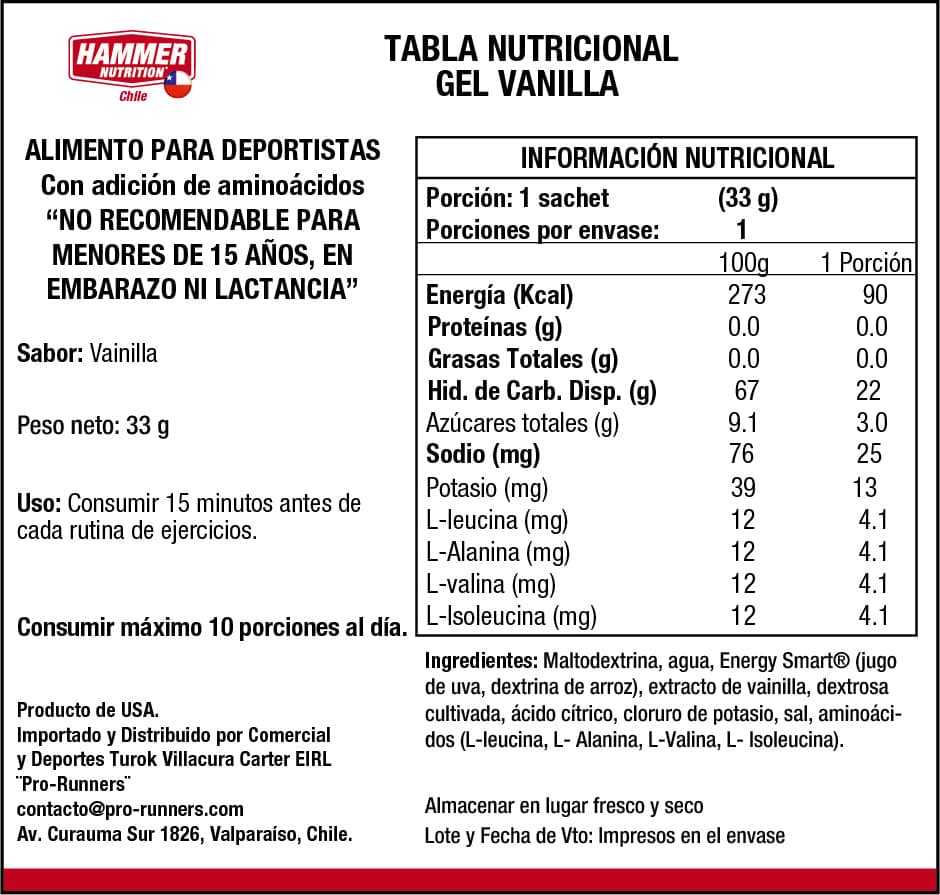 Hammer Nutrition Kit Hammer Gel – Gel energético de carbohidratos complejos (10 sachets)