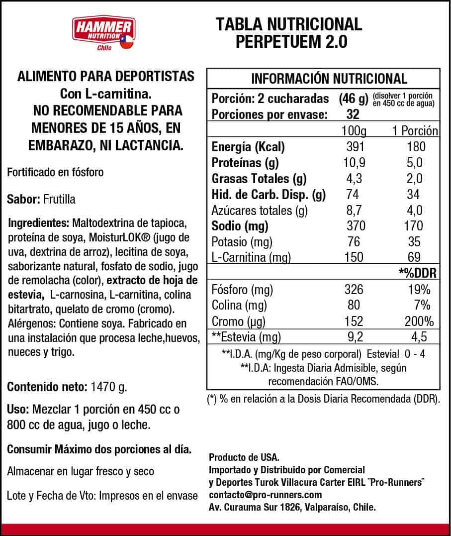 Hammer Nutrition Perpetuem 2.0 – Bebida deportiva para salidas largas (32 porciones o porción individual, 4 sabores)