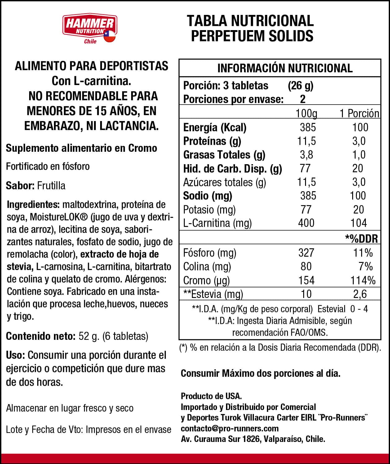 Hammer Nutrition Perpetuem Solids – Tabletas masticables de energía (6 o 72 tabletas, 4 sabores)