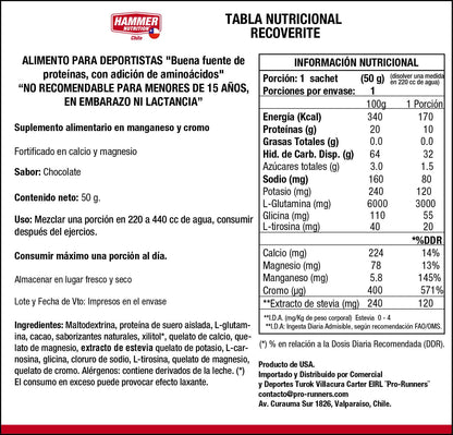 Hammer Nutrition Recoverite – Bebida de recuperación en polvo (32 porciones)