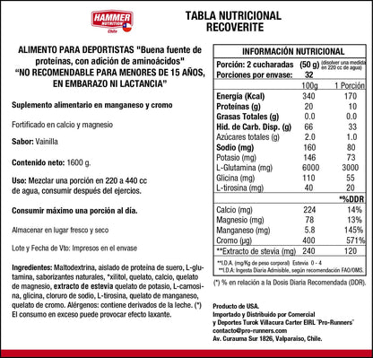 Hammer Nutrition Recoverite – Bebida de recuperación en polvo (32 porciones)