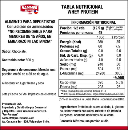 Hammer Nutrition Whey Protein – 100% aislado de proteína de suero (2 sabores)
