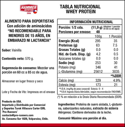 Hammer Nutrition Whey Protein – 100% aislado de proteína de suero (2 sabores)