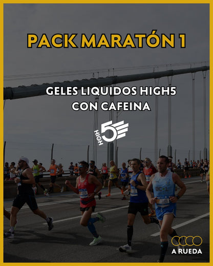 Pack Maratón 1: Geles Líquidos High5 Aqua + Electrolitos + Botella para tomar en carrera