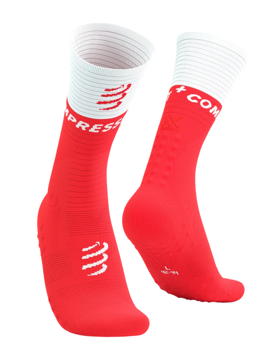 Mid Compression Socks Fluo Red/White
