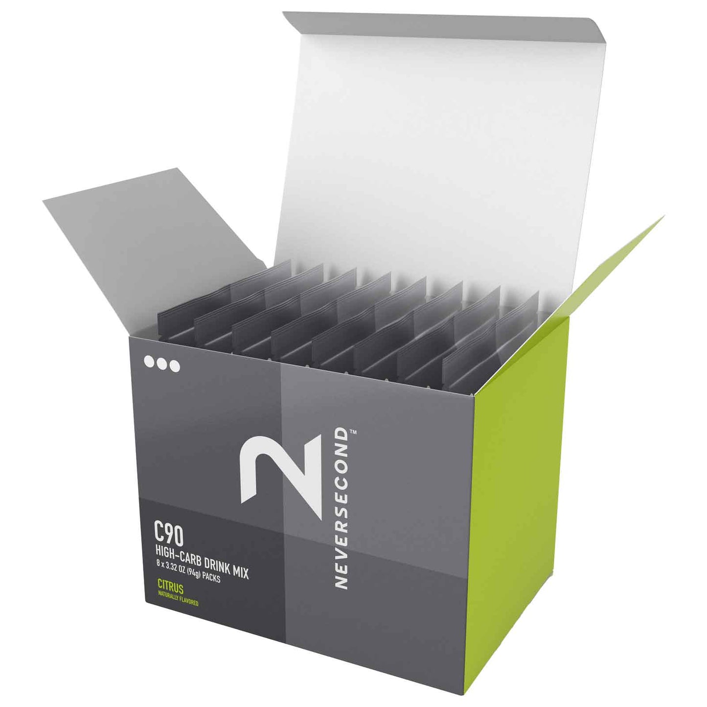 Bebida Alta en Carbohidratos Neversecond High Carb C90 (Caja de 8 Sobres)