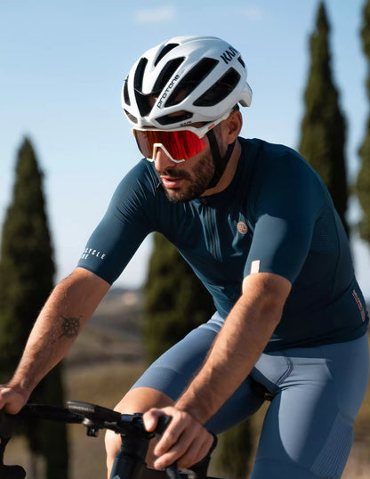 Bicycle Line Ghiaia S5 – Tricota de ciclismo manga corta hombre Azul Medio.