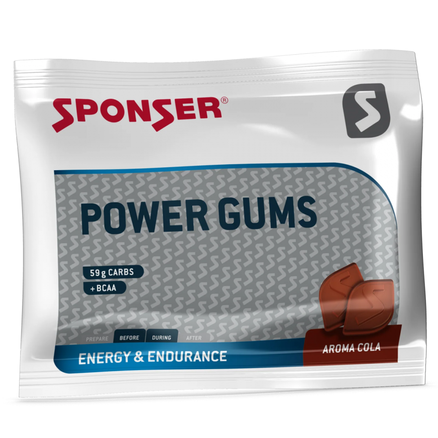 Sponser Power Gums - Gomitas energéticas de carbohidratos con cafeína o BCAA (10 unidades)