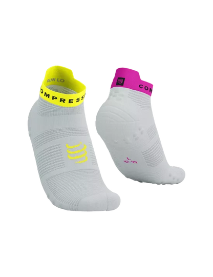 Calcetines de Running Cortos Compressport Pro Racing Socks RUN LOW v4.0 Blanco rosado
