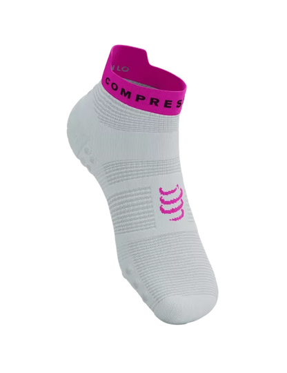 Calcetines de Running Cortos Compressport Pro Racing Socks RUN LOW v4.0 Blanco rosado