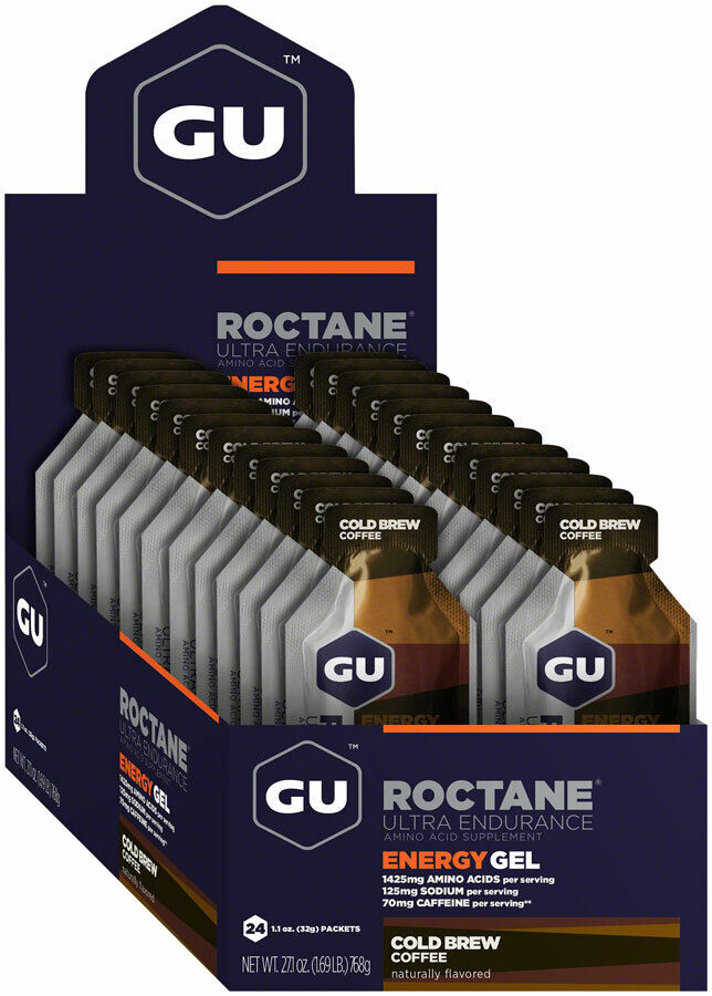 Caja de 24 Geles GU Roctane Energy Gel Con Cafeína (6 Sabores)