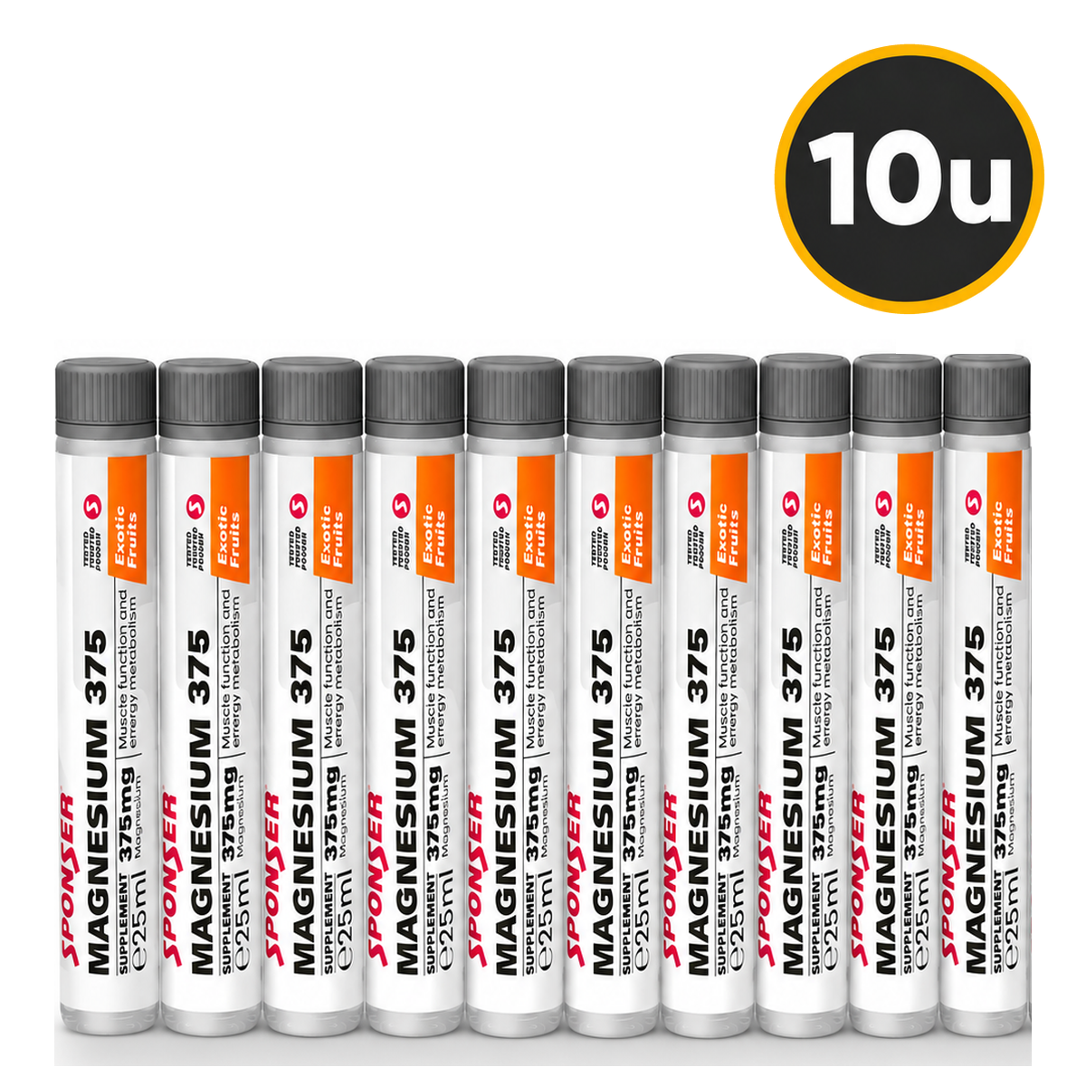 Sponser Magnesium - Tubo de Magnesio Líquido + Vitaminas 375mg. Evita Calambres (1u / 10u / caja 30u)