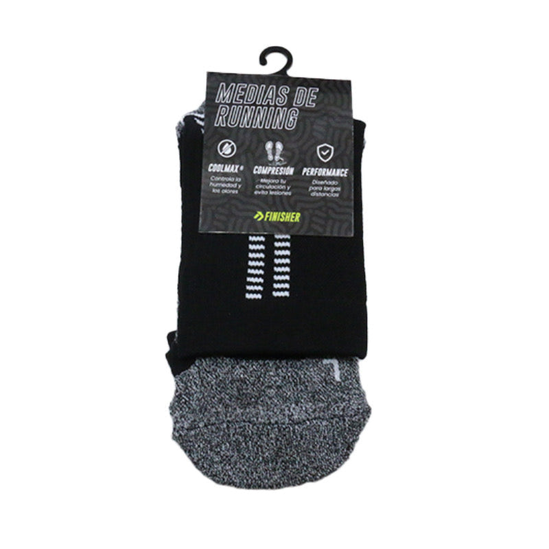 Calcetín de Running Finisher Pro Strider - Crew Negro