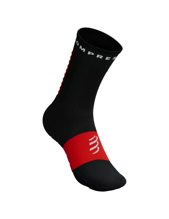 Calcetines Compressport Ultra Trail Medios Socks V2.0 Negro Rojo