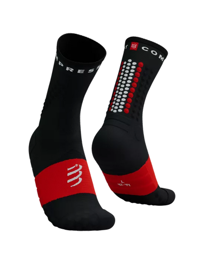 Calcetines Compressport Ultra Trail Medios Socks V2.0 Negro Rojo