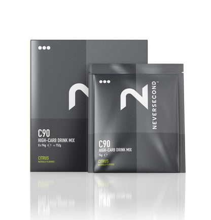 Bebida Alta en Carbohidratos Neversecond High Carb C90 (Caja de 8 Sobres)