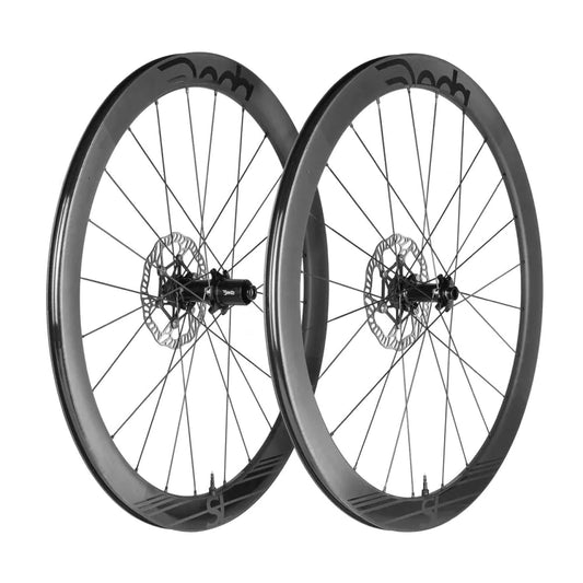 Deda SL4 DB CARBON - Juego de Ruedas de ciclismo de Carbono perfil 45MM. Ruta o Gravel. Freno Disco Tubeless Shimano