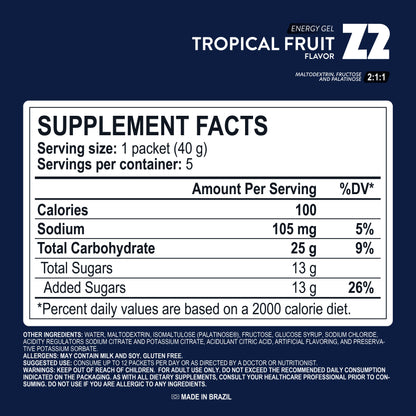 Energy Gel Z2 Tropical Fruit - Pack: Caja de 5 geles de 40g