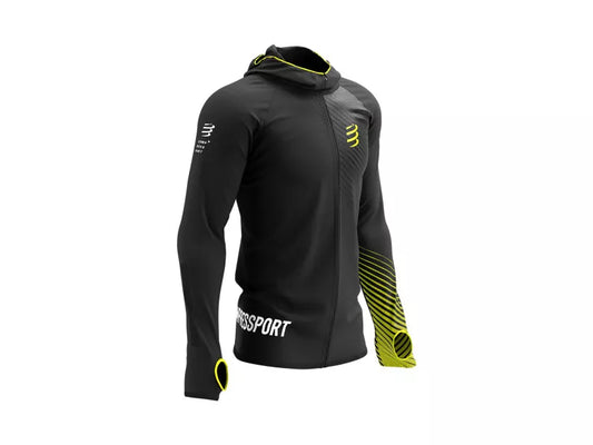Poleron de entrenamiento Compressport 3D Thermo - Negro-amarillo *Edición Limitada Swim Bike Run 2023*