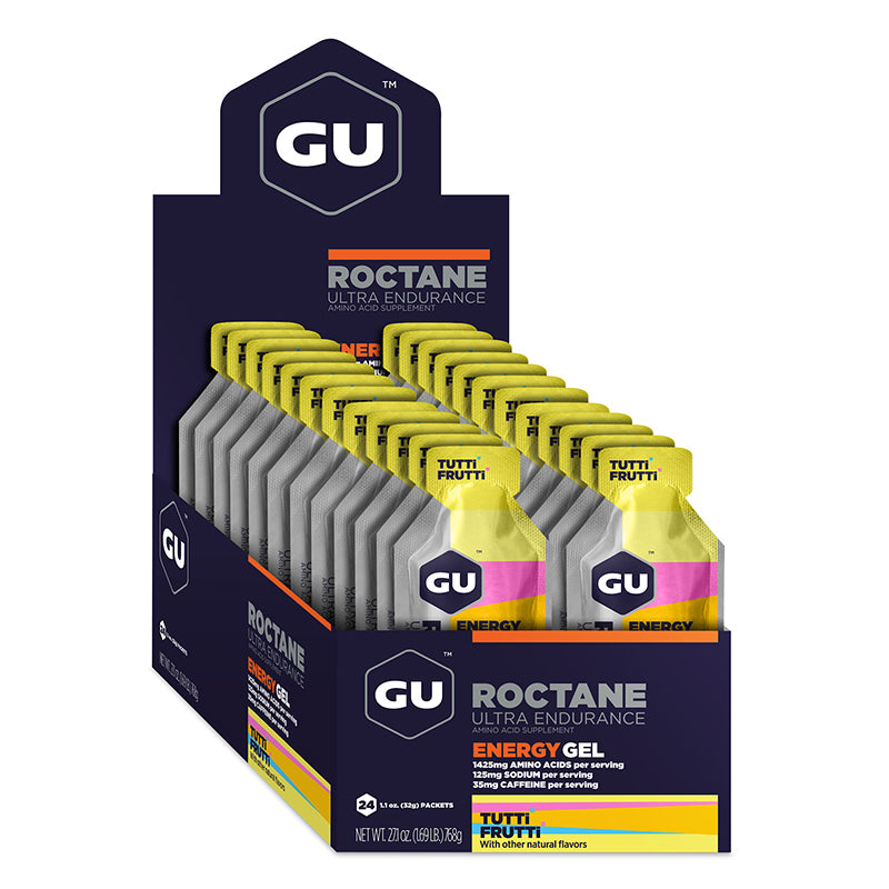 Caja de 24 Geles GU Roctane Energy Gel Con Cafeína (6 Sabores)