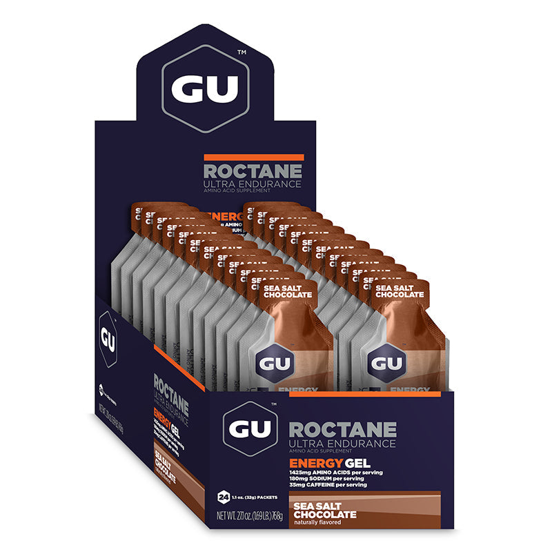 Caja de 24 Geles GU Roctane Energy Gel Con Cafeína (6 Sabores)