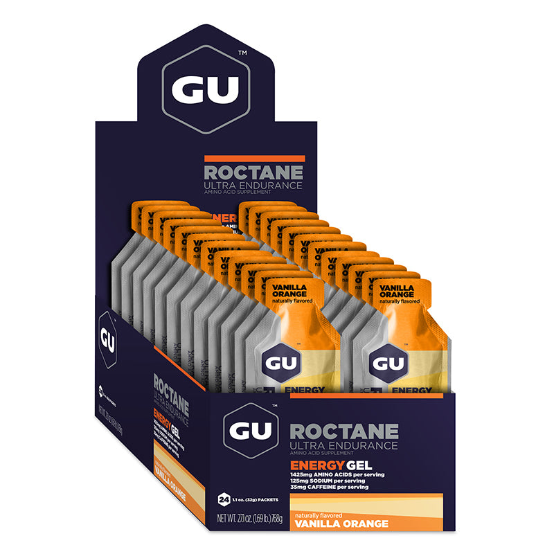 Caja de 24 Geles GU Roctane Energy Gel Con Cafeína (6 Sabores)